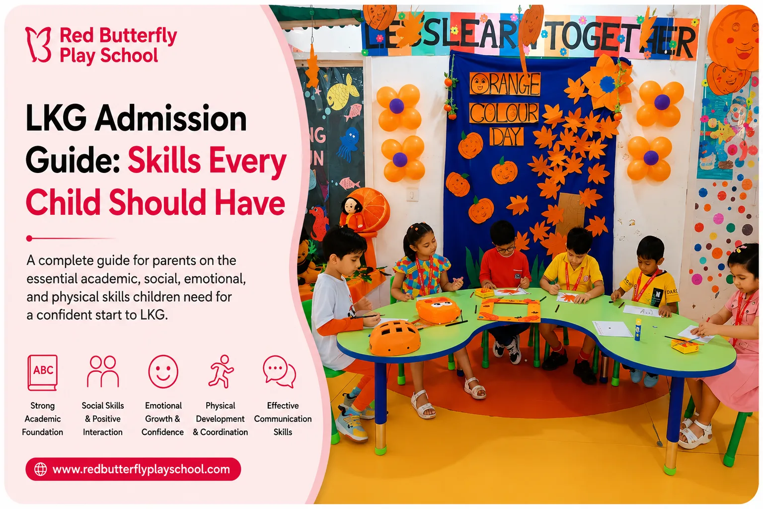 LKG children participating in a guided classroom activity at Red Butterfly Play School, Sector 89, Gurugram