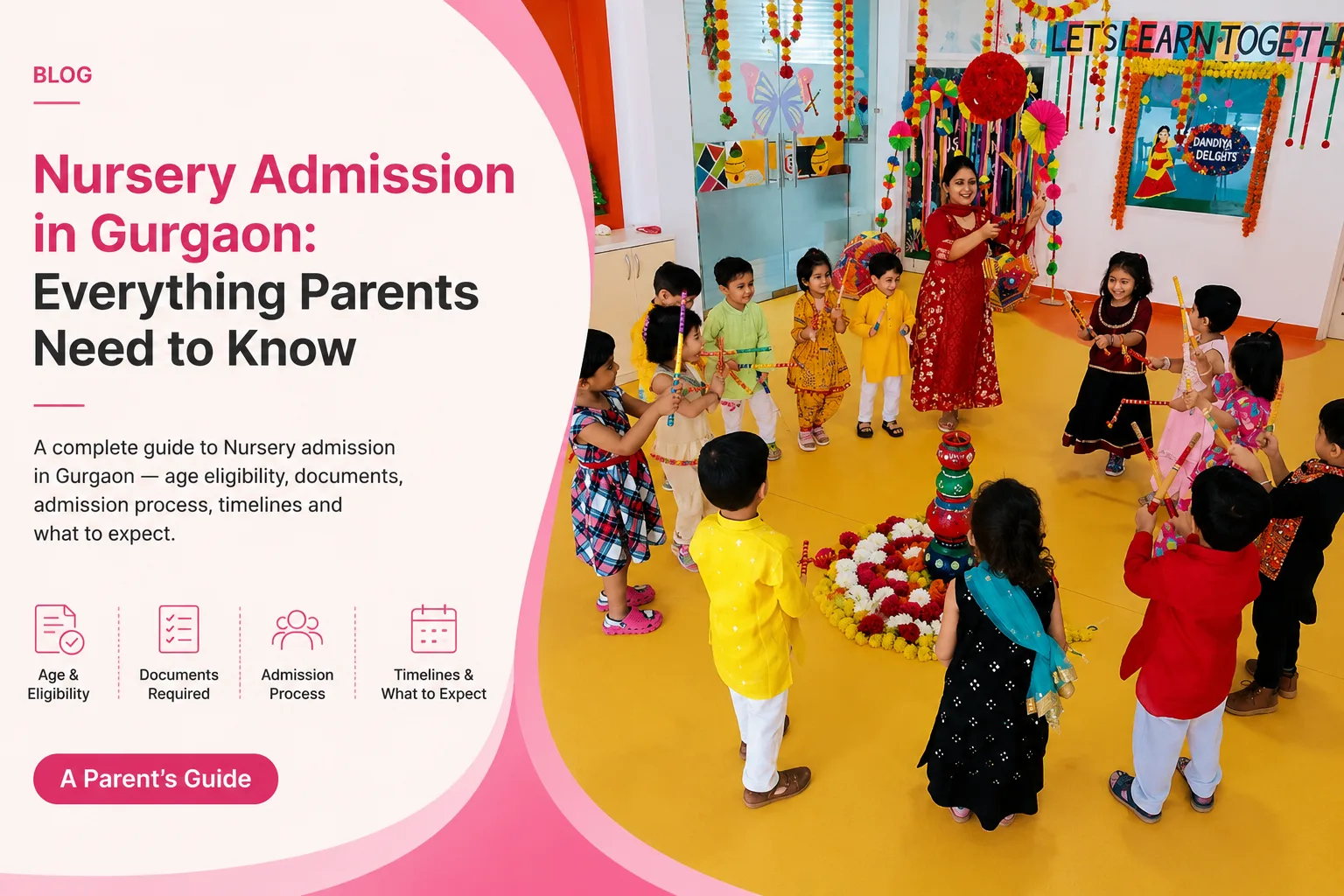 Nursery children dancing during a Dandiya Delights activity at Red Butterfly Play School & Day Care, Sector 89, Gurugram