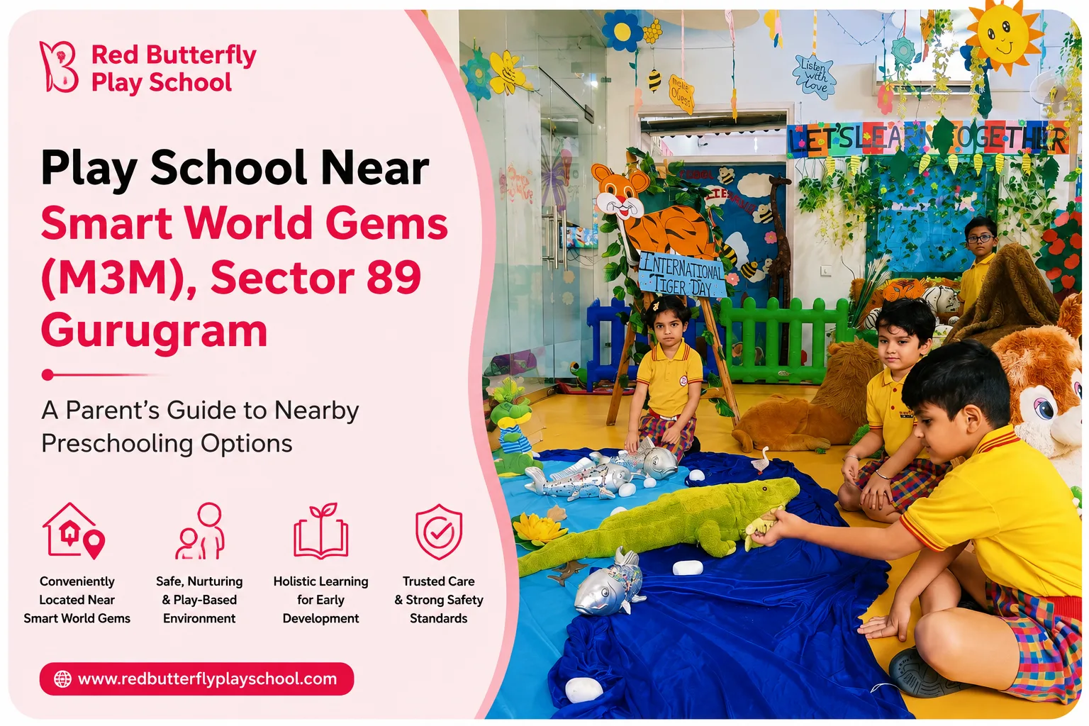 Children at Red Butterfly Play School exploring an animal-themed sensory activity, Sector 89, Gurugram