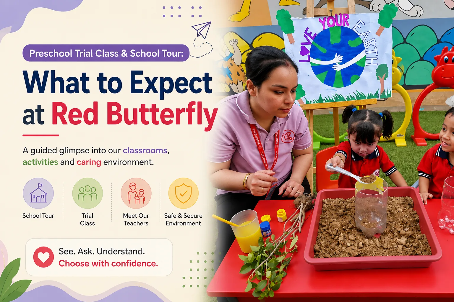 A teacher and children during a classroom activity at Red Butterfly Play School, Sector 89, Gurugram