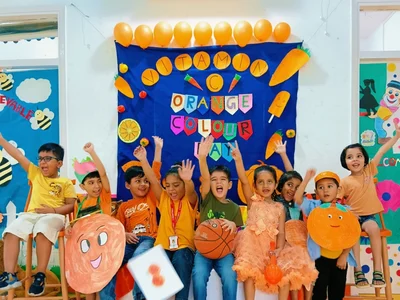 LKG children celebrating Orange Colour Day together