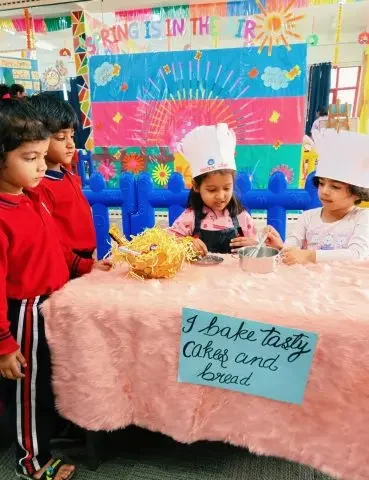 LKG students learning and interacting in classroom